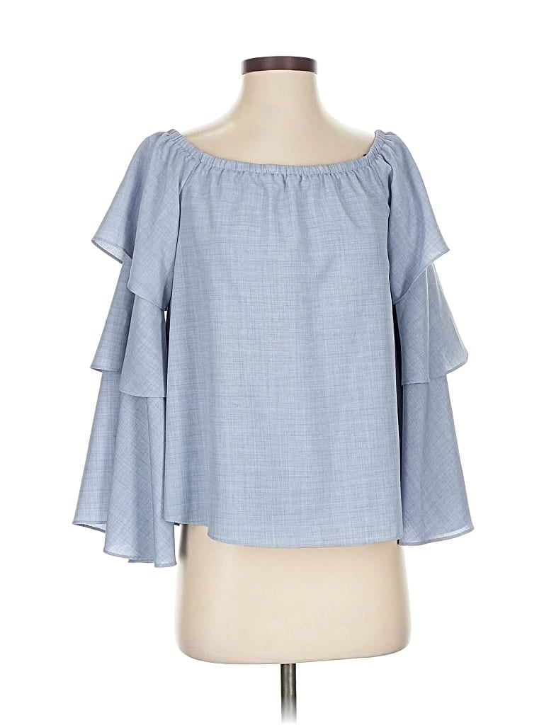 Pre-owned Wayf 3/4 Sleeve Blouse In Blue
