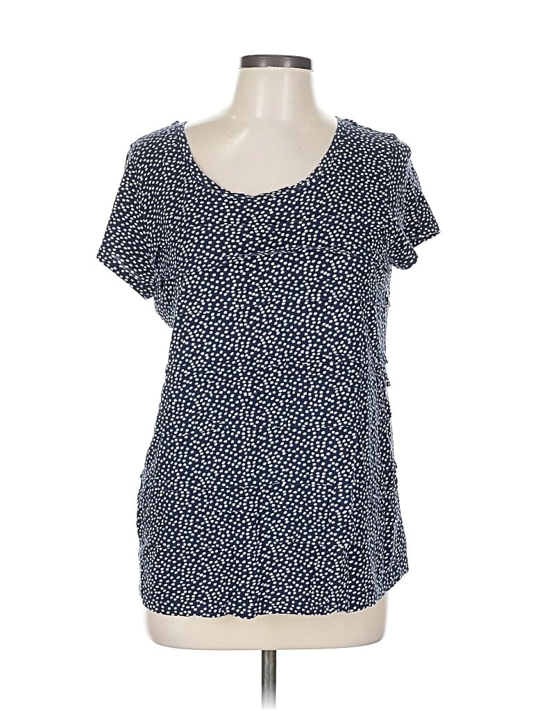 Pre-owned Ann Taylor Loft Outlet Short Sleeve Blouse In Blue