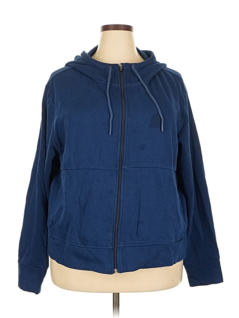Pre-owned Assorted Brands Zip Up Hoodie In Blue
