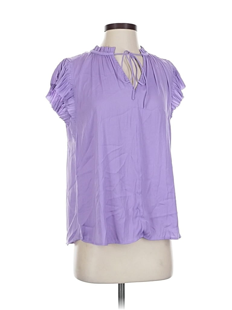 Pre-owned Current Air Short Sleeve Blouse In Purple