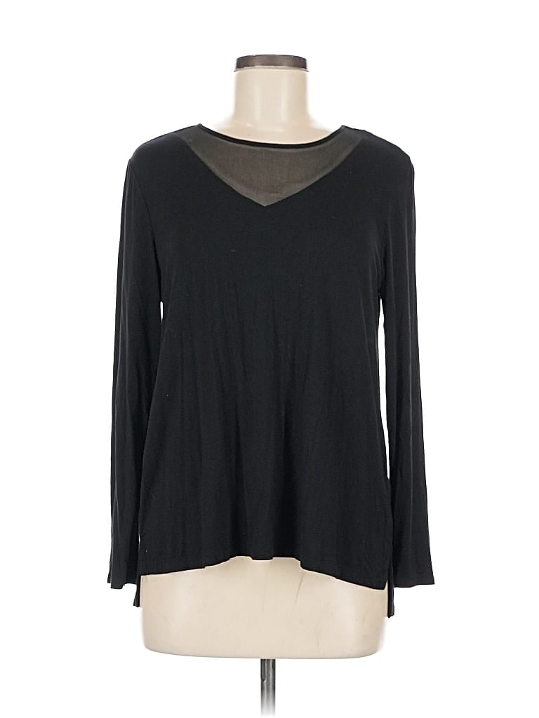 Pre-owned Tahari Long Sleeve Top Black V Neck Tops