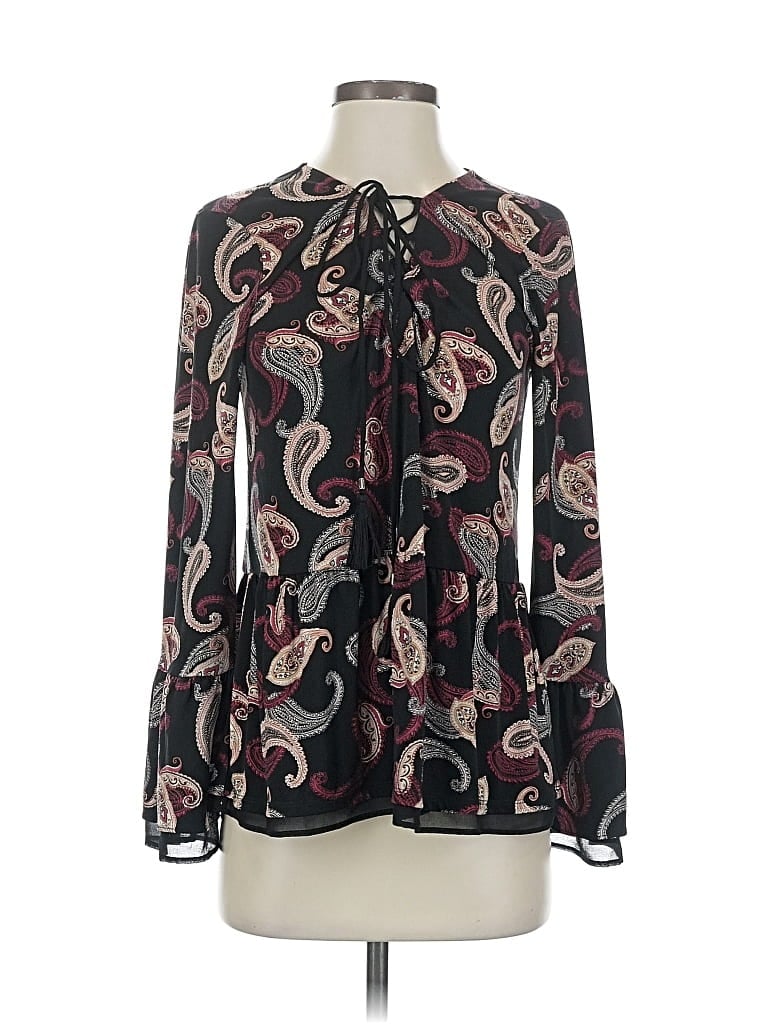 Pre-owned White House Black Market Long Sleeve Blouse In Black
