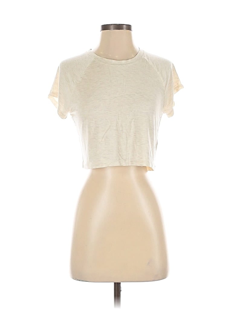 Pre-owned Offline By Aerie Short Sleeve Top Ivory Keyhole Neckline Tops In White
