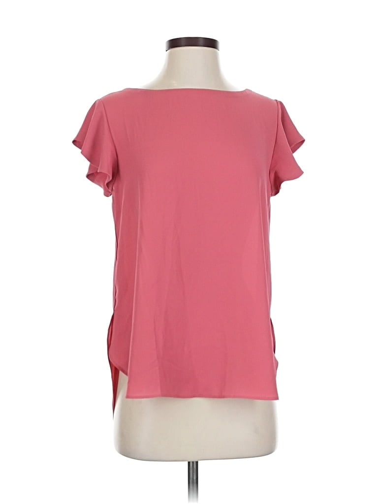 Pre-owned Ann Taylor Loft Short Sleeve Top Pink Cold Shoulder Neckline Tops