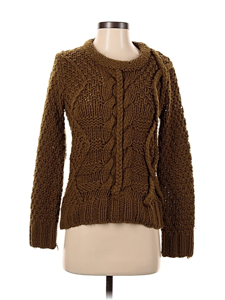 Pre-owned Joa Long Sleeve Top Brown Crew Neck Tops