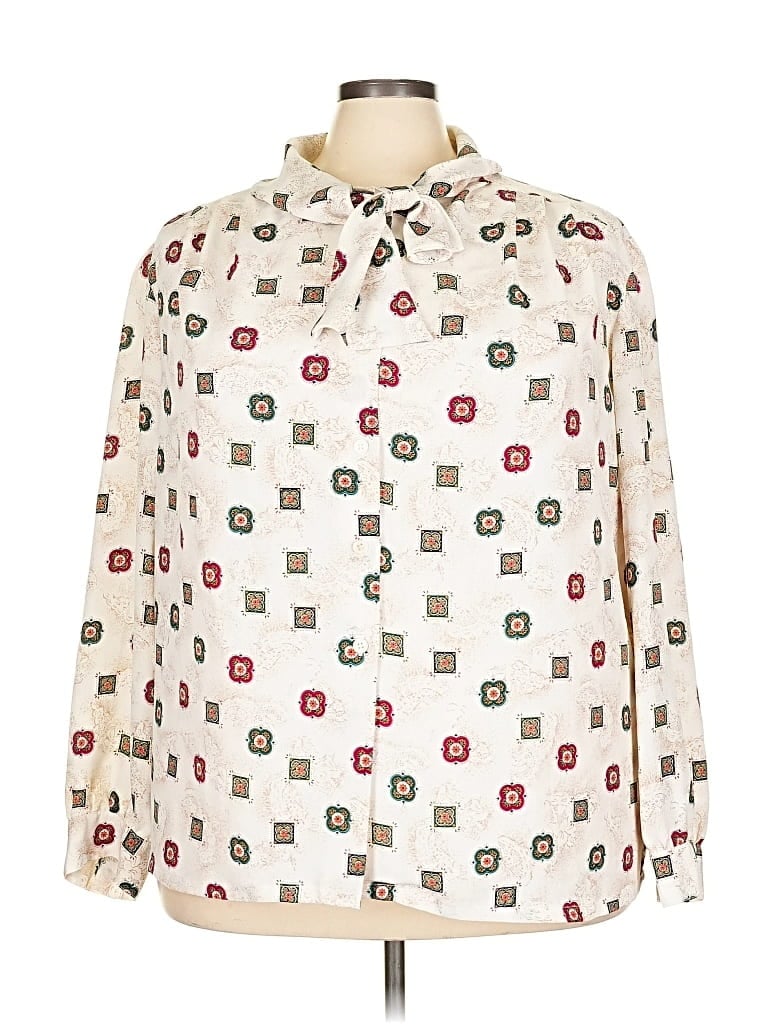 Pre-owned Koret Long Sleeve Blouse In White