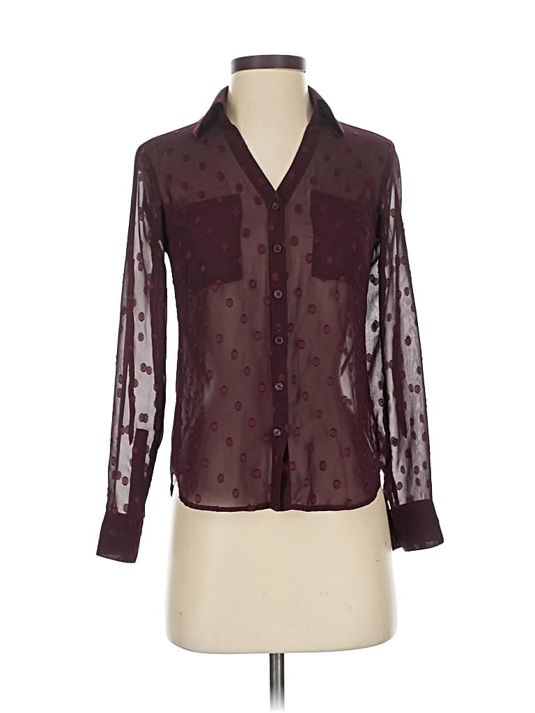 EXPRESS Pre-owned Long Sleeve Blouse In Burgundy