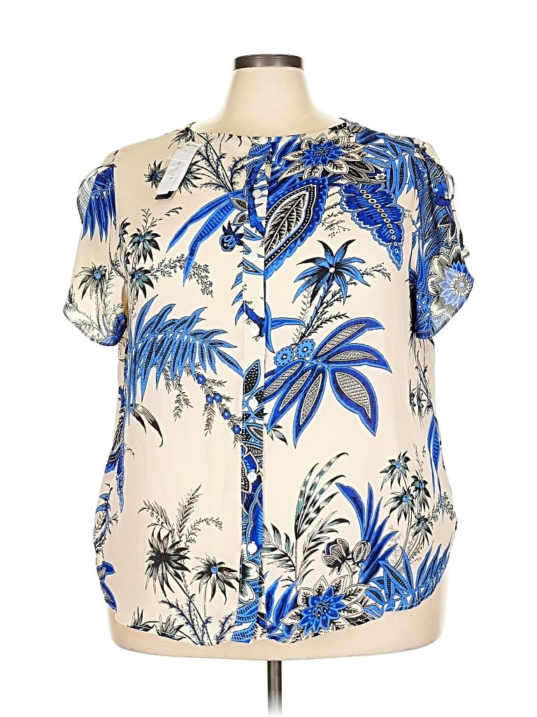 Premise Short Sleeve Blouse In Blue