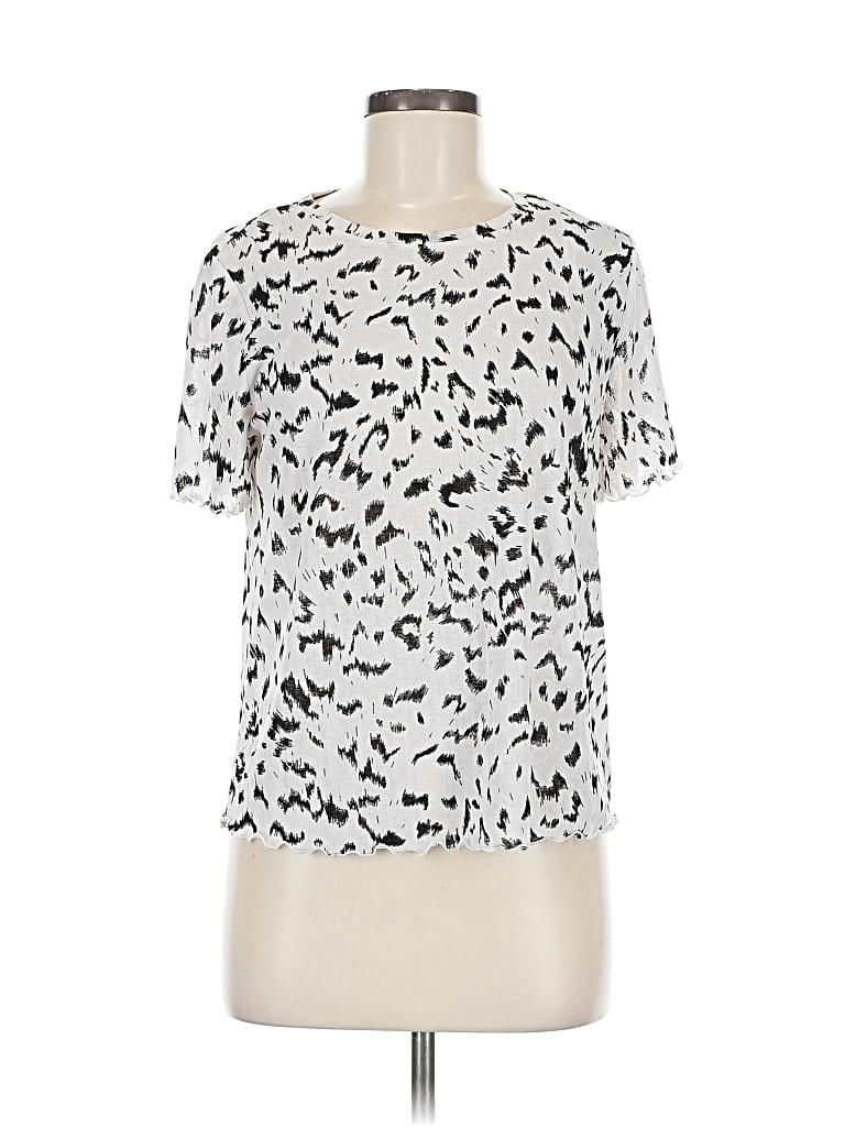 Pre-owned Nine West Short Sleeve Blouse In Silver