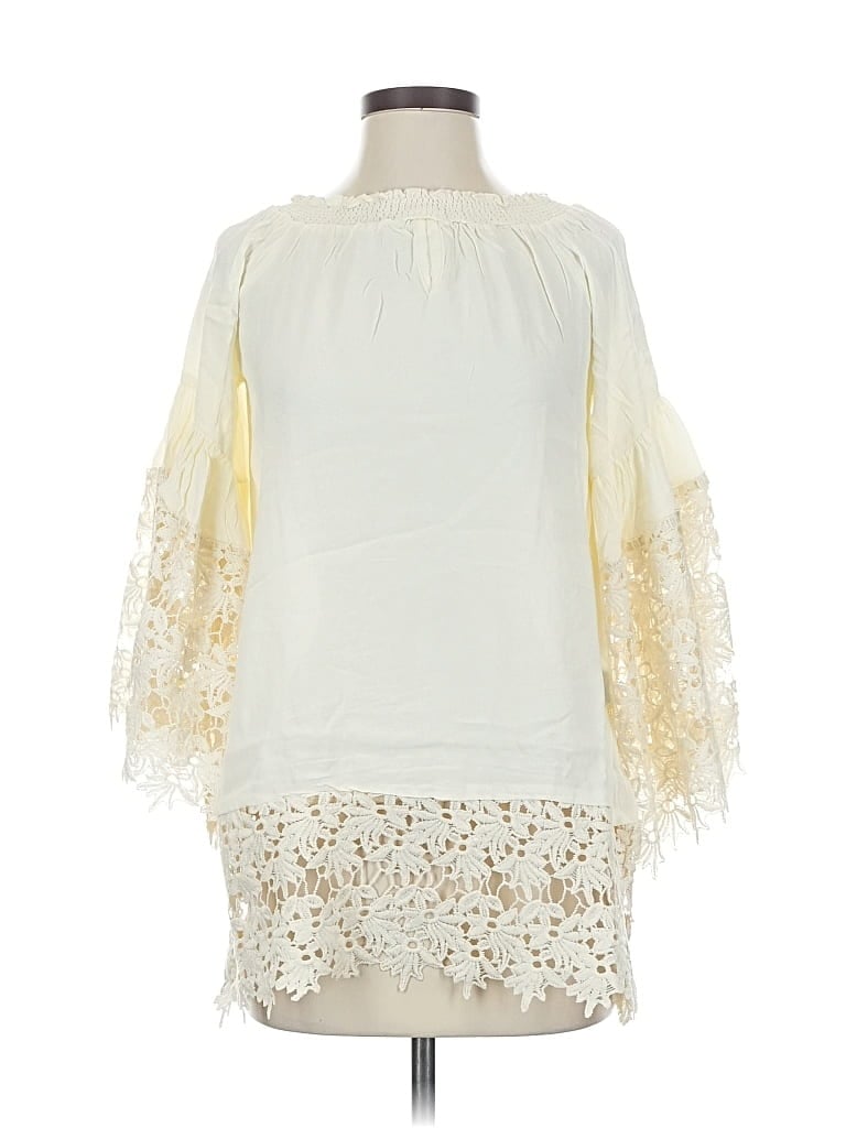 Pre-owned Colleen Lopez 3/4 Sleeve Blouse In White
