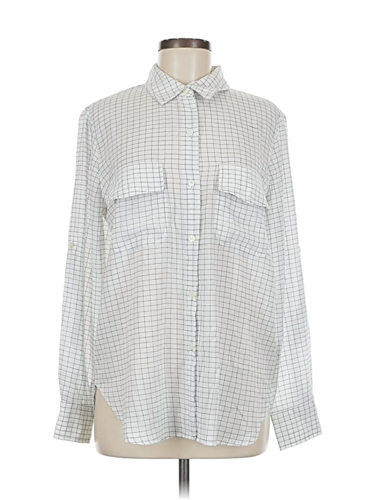 Pre-owned Max Studio Long Sleeve Button Down Shirt In Silver