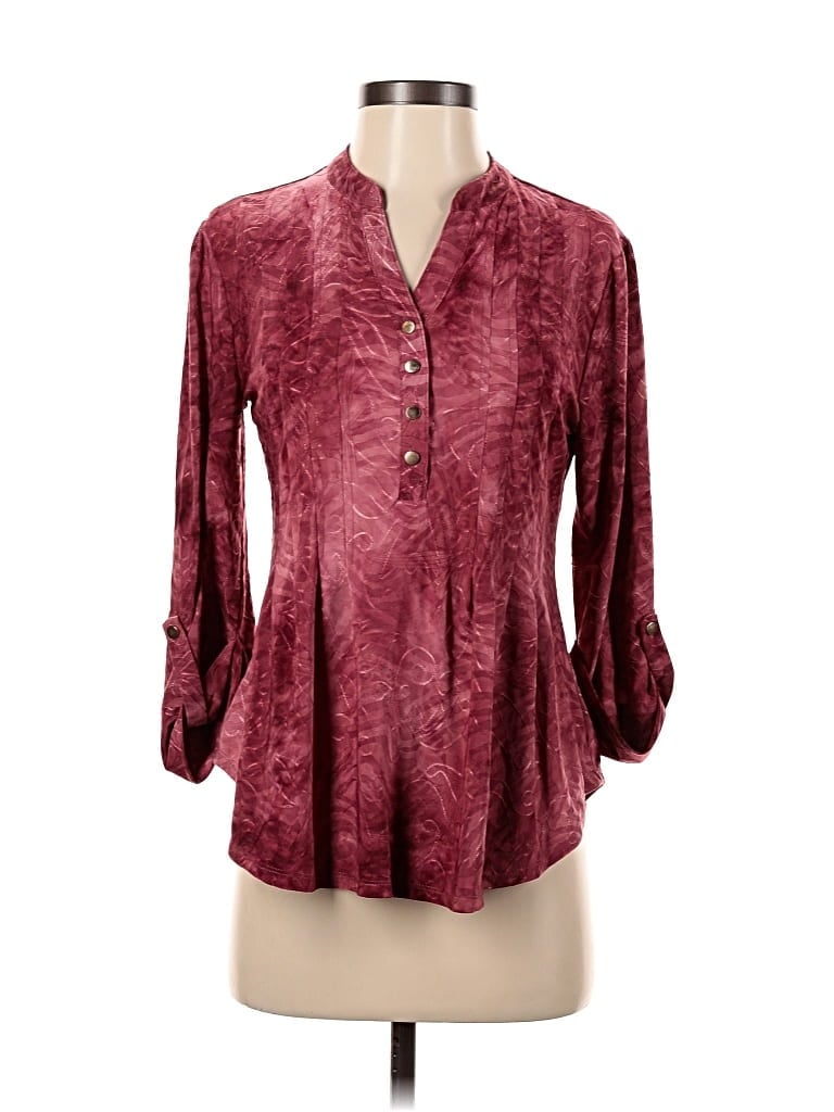 NEW DIRECTIONS Pre-owned 3/4 Sleeve Blouse In Burgundy
