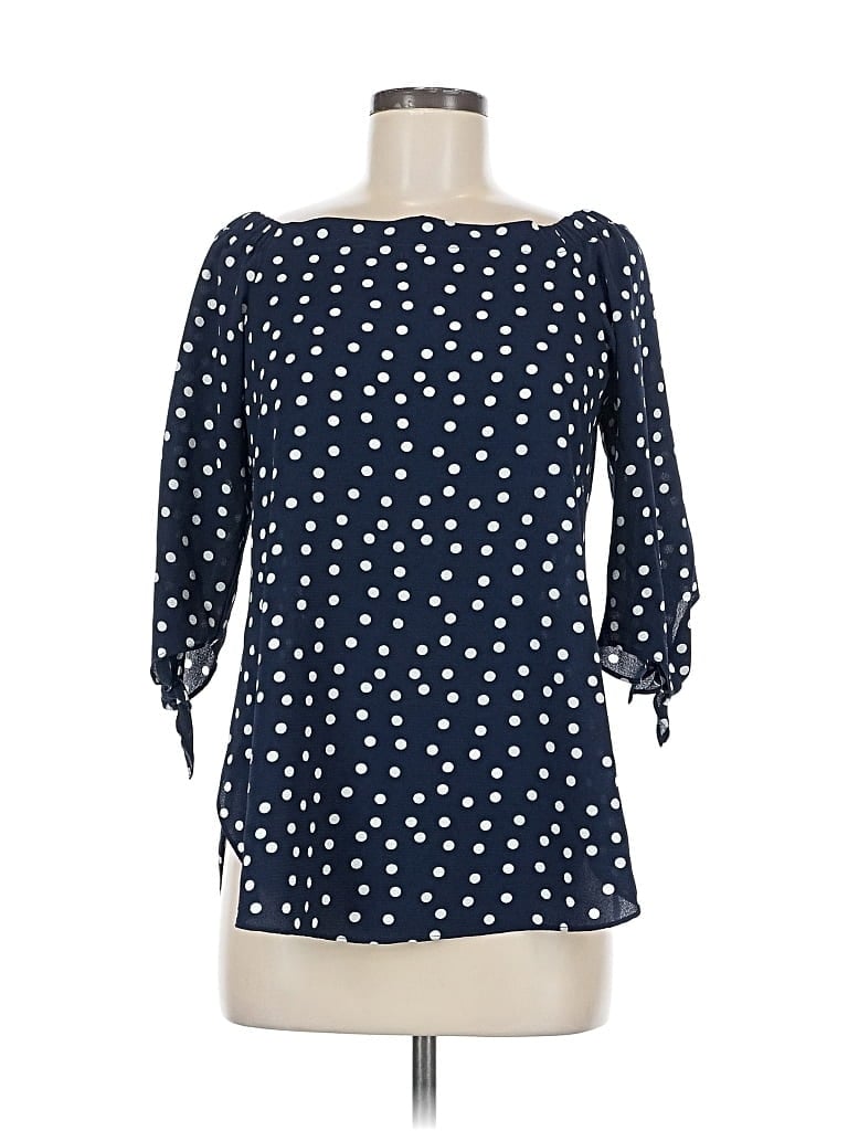 Pre-owned Status By Chenault 3/4 Sleeve Blouse In Blue