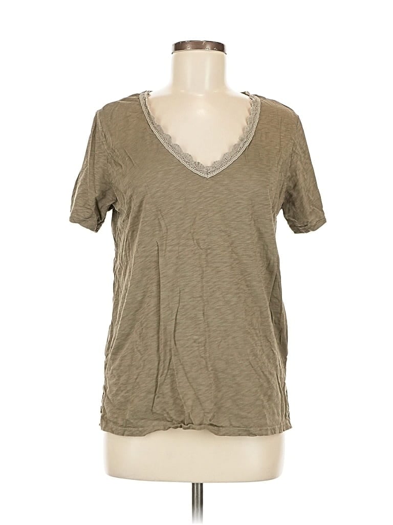 Click to view more detailed imagery on our partner's website Pre-owned Michael Stars Short Sleeve Top Tan V Neck Tops In Brown