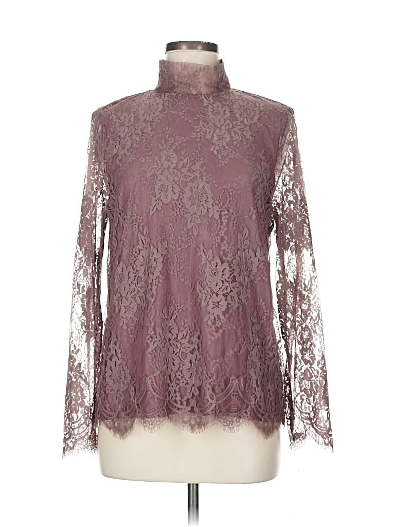 Click to view more detailed imagery on our partner's website Pre-owned Tahari By Asl Long Sleeve Top Burgundy Mock Neckline Tops