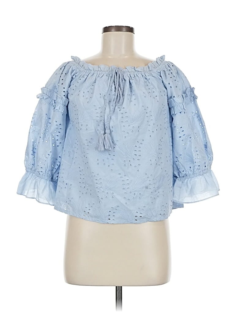 Pre-owned Seen Worn Kept 3/4 Sleeve Blouse In Blue