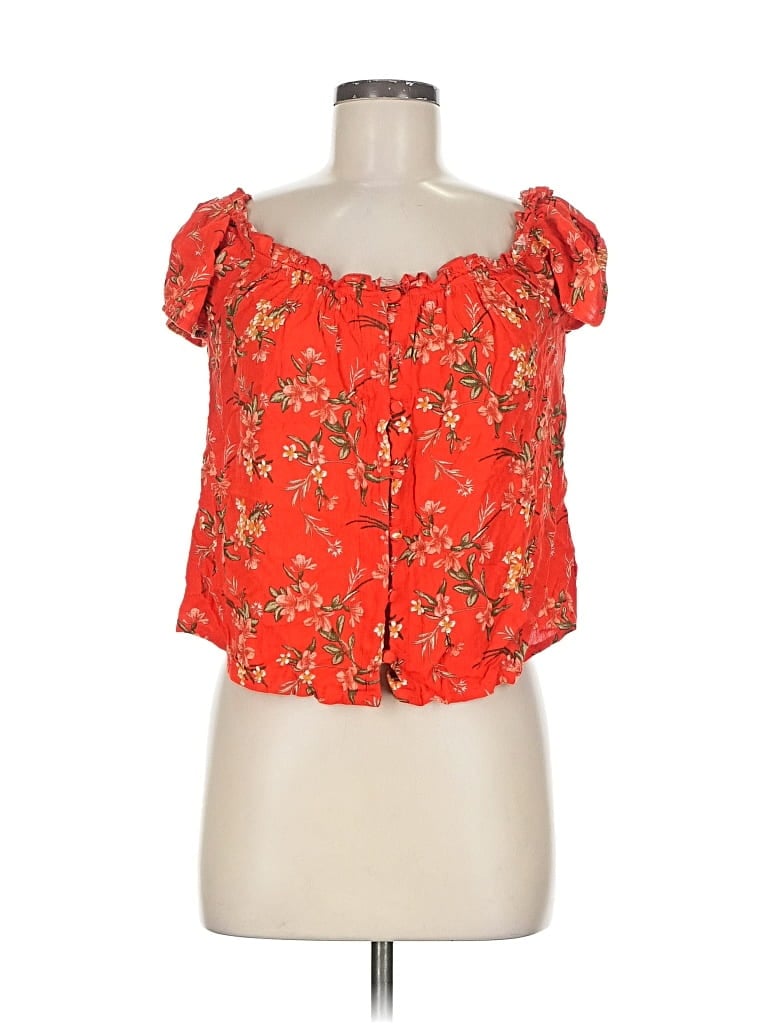 Pre-owned American Eagle Outfitters Short Sleeve Blouse In Orange