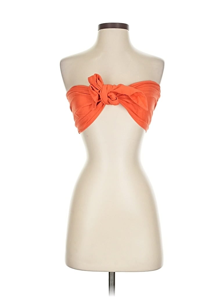 Pre-owned Polly Sleeveless Top Orange Strapless Neckline Tops