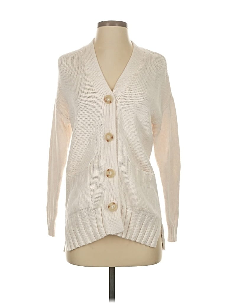 Pre-owned Ann Taylor Loft Cardigan Sweater In White