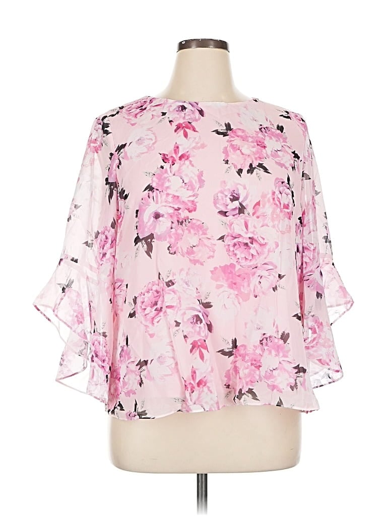 Pre-owned Kasper 3/4 Sleeve Blouse In Pink