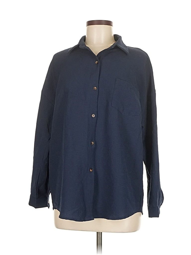 Pre-owned Ekouaer Long Sleeve Blouse In Blue