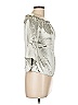 NLW Metallic Silver 3/4 Sleeve Blouse Size L - photo 4