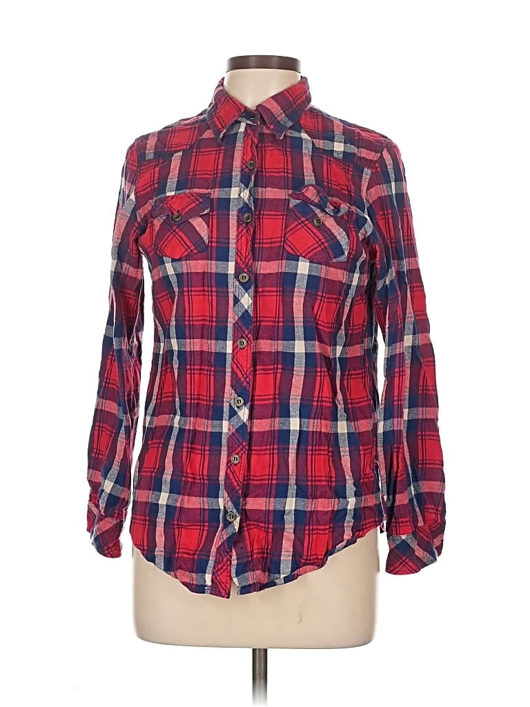 Pre-owned Angie Long Sleeve Button Down Shirt In Red