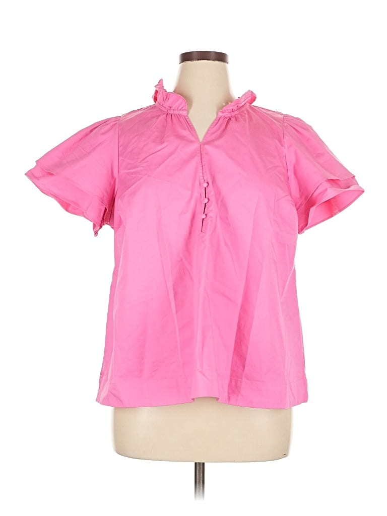 Crown & Ivy Short Sleeve Blouse In Pink