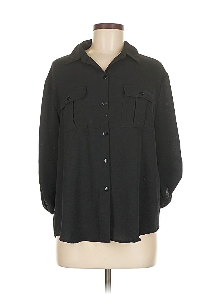 Pre-owned Unique Spectrum 3/4 Sleeve Blouse In Black