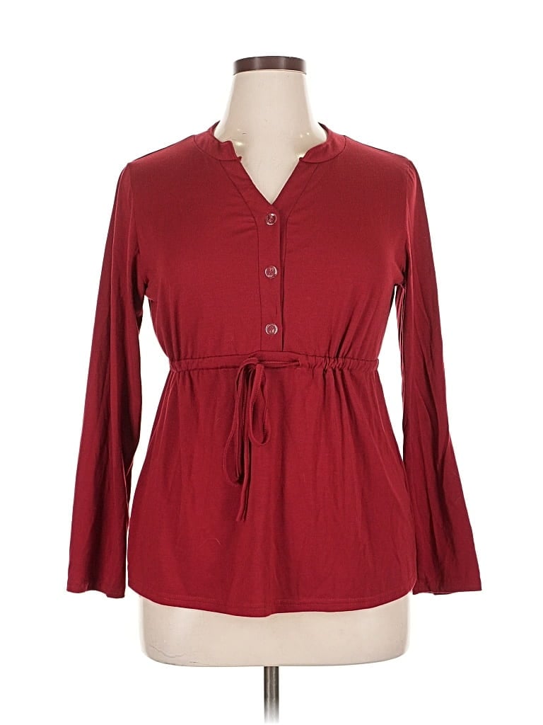 Pre-owned Unbranded Long Sleeve Blouse In Burgundy
