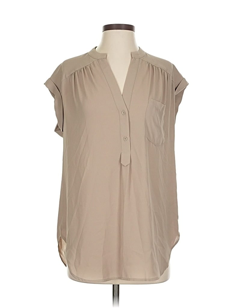 Pre-owned Pleione Short Sleeve Blouse In Brown
