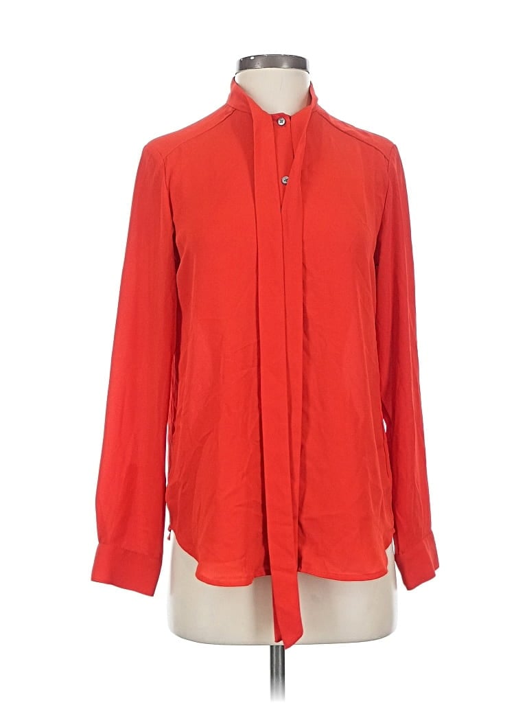 Pre-owned Banana Republic Long Sleeve Blouse In Red