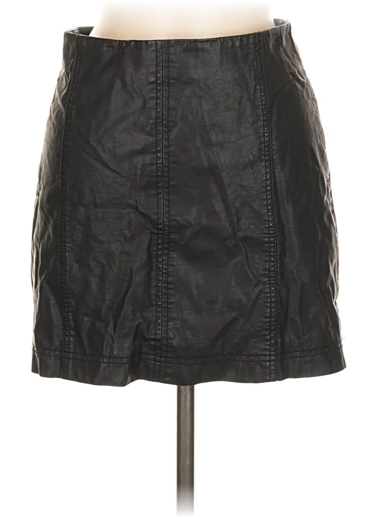 Pre-owned Free People Faux Leather Skirt In Black