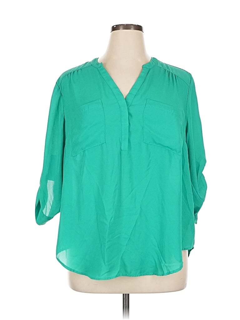 Pre-owned Torrid 3/4 Sleeve Blouse In Blue