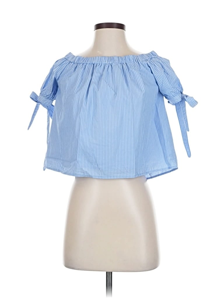 Pre-owned Lulus Short Sleeve Blouse In Blue