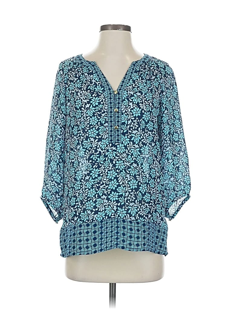 Pre-owned Banana Republic 3/4 Sleeve Blouse In Blue
