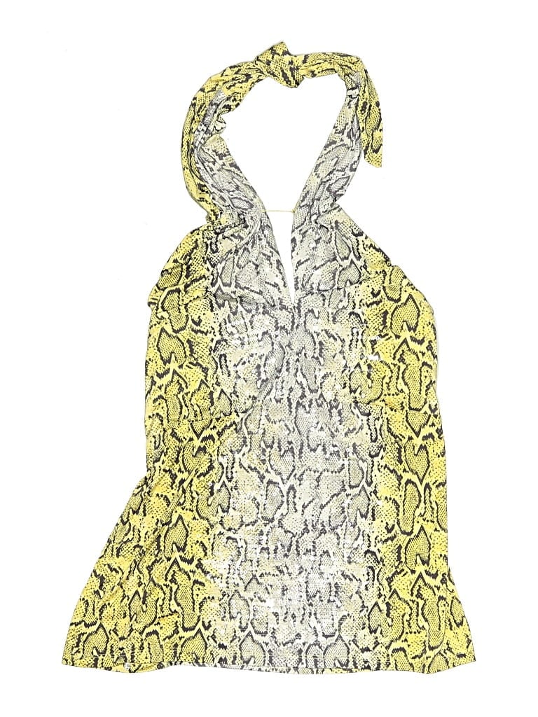 Pre-owned Caché Swimsuit Top Yellow Animal Print Pattern Swimwear