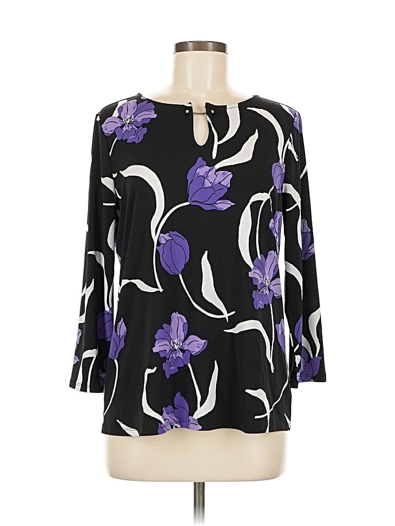 Pre-owned Liz Claiborne 3/4 Sleeve Blouse In Black