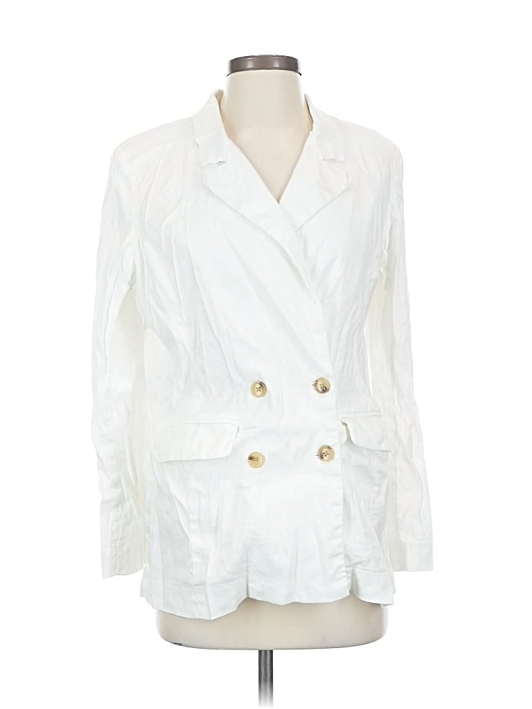 Pre-owned Evereve Blazer Jacket In White