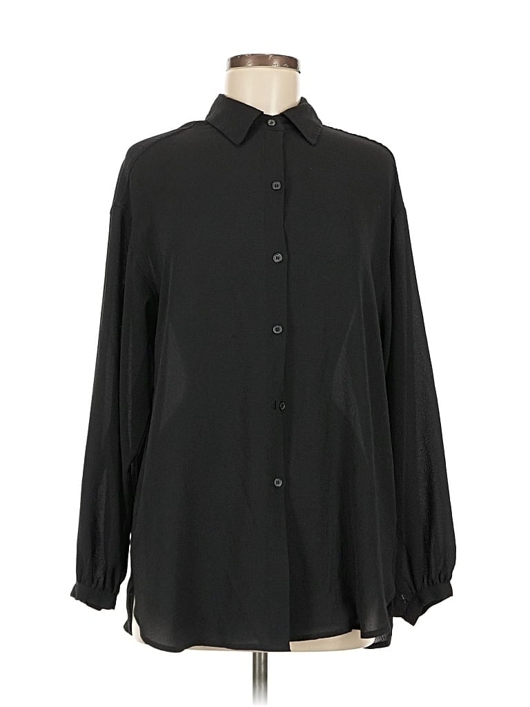 Pre-owned Max Studio Long Sleeve Blouse In Black