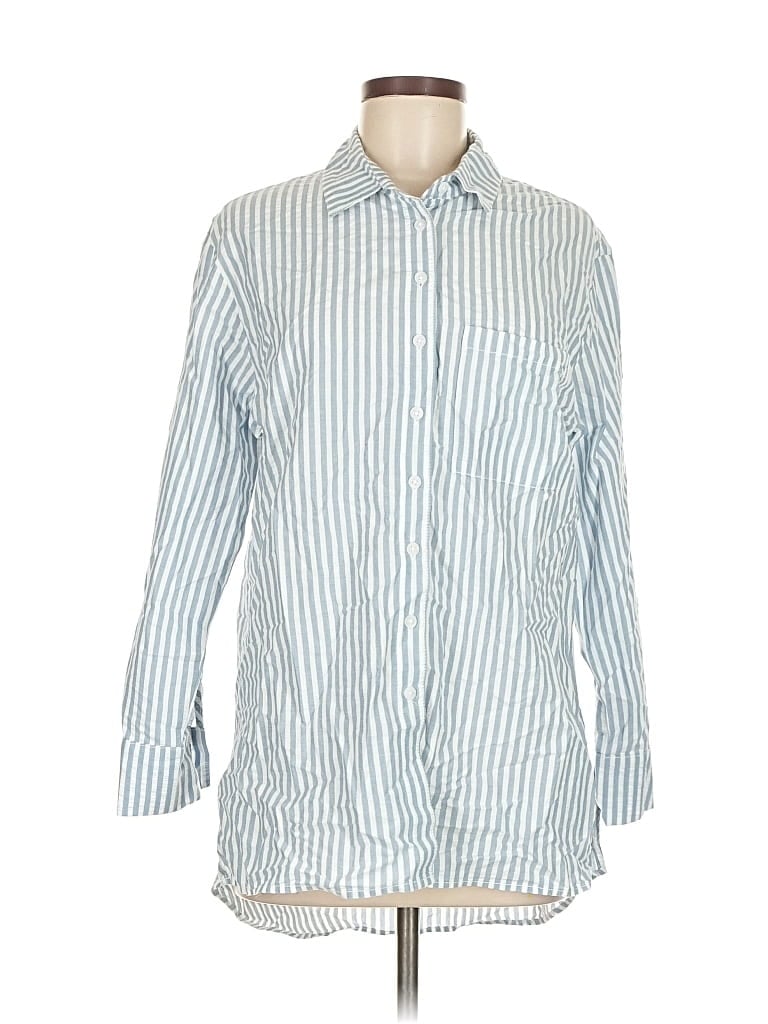 Pre-owned Lola River Long Sleeve Button Down Shirt In Blue