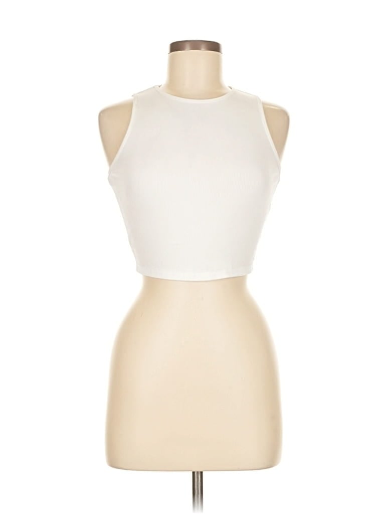 Pre-owned Unbranded Tank Top Ivory Halter Neckline Tops In White