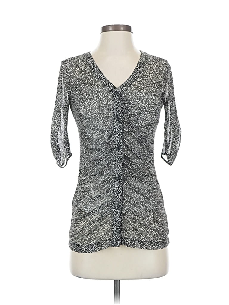 Pre-owned Cabi 3/4 Sleeve Top Gray Sweetheart Neckline Tops