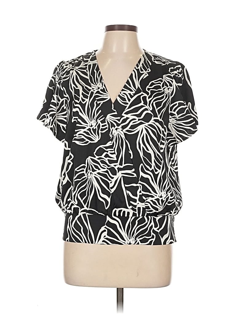 Pre-owned Nine West Short Sleeve Blouse In Black