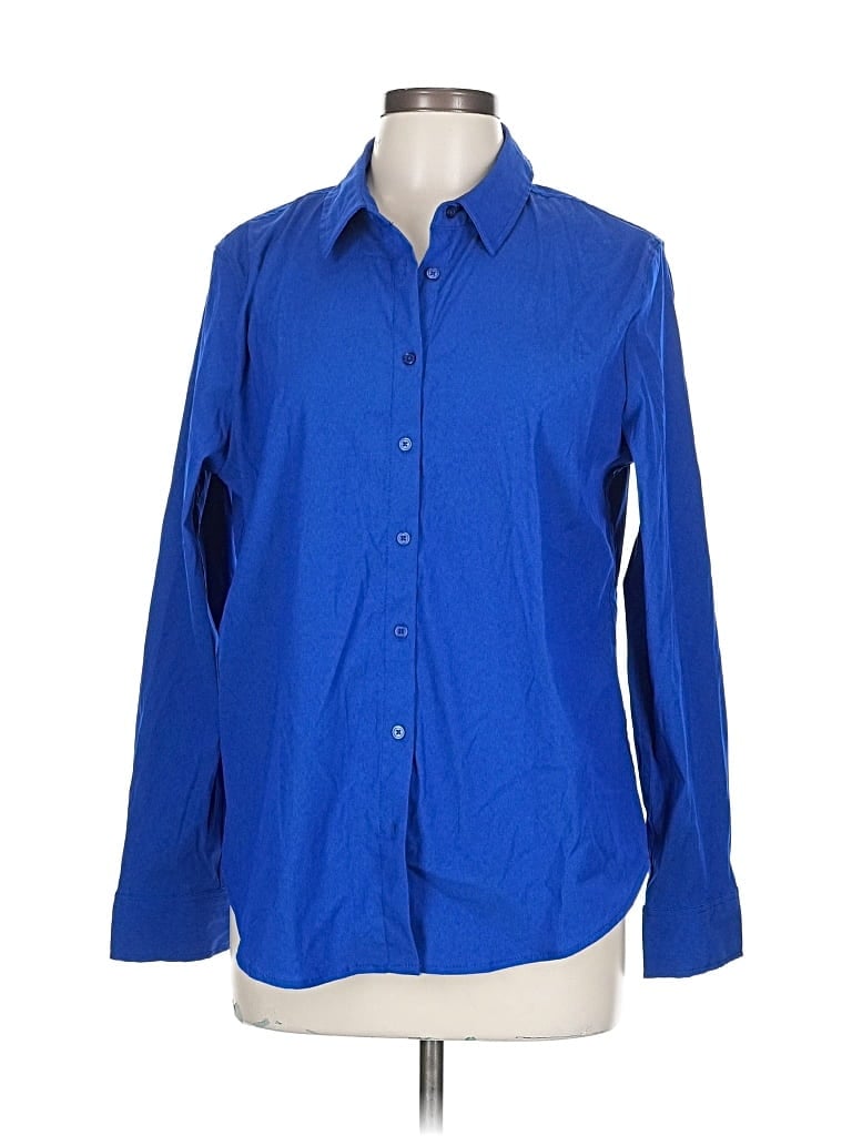 Pre-owned Fred David Long Sleeve Blouse In Blue