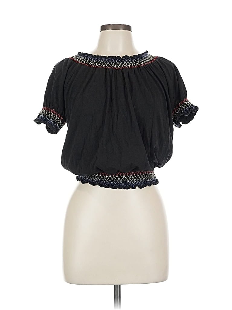 Pre-owned Style & Co Short Sleeve Blouse In Black