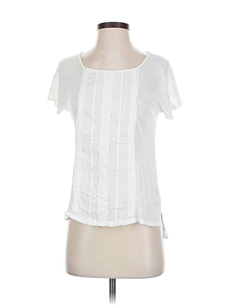 Pre-owned Cynthia Rowley Tjx Short Sleeve Top White Square Neckline Tops
