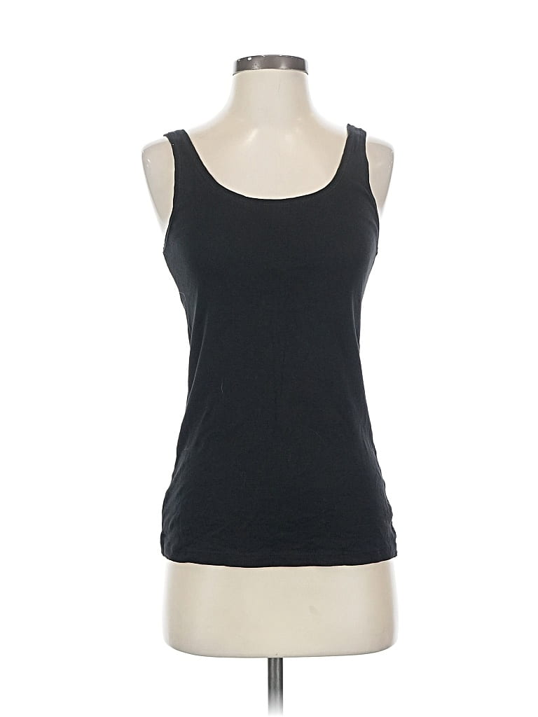 PRETTYLITTLETHING Pre-owned Tank Top Black Solid Pattern Scoop Neck Tops