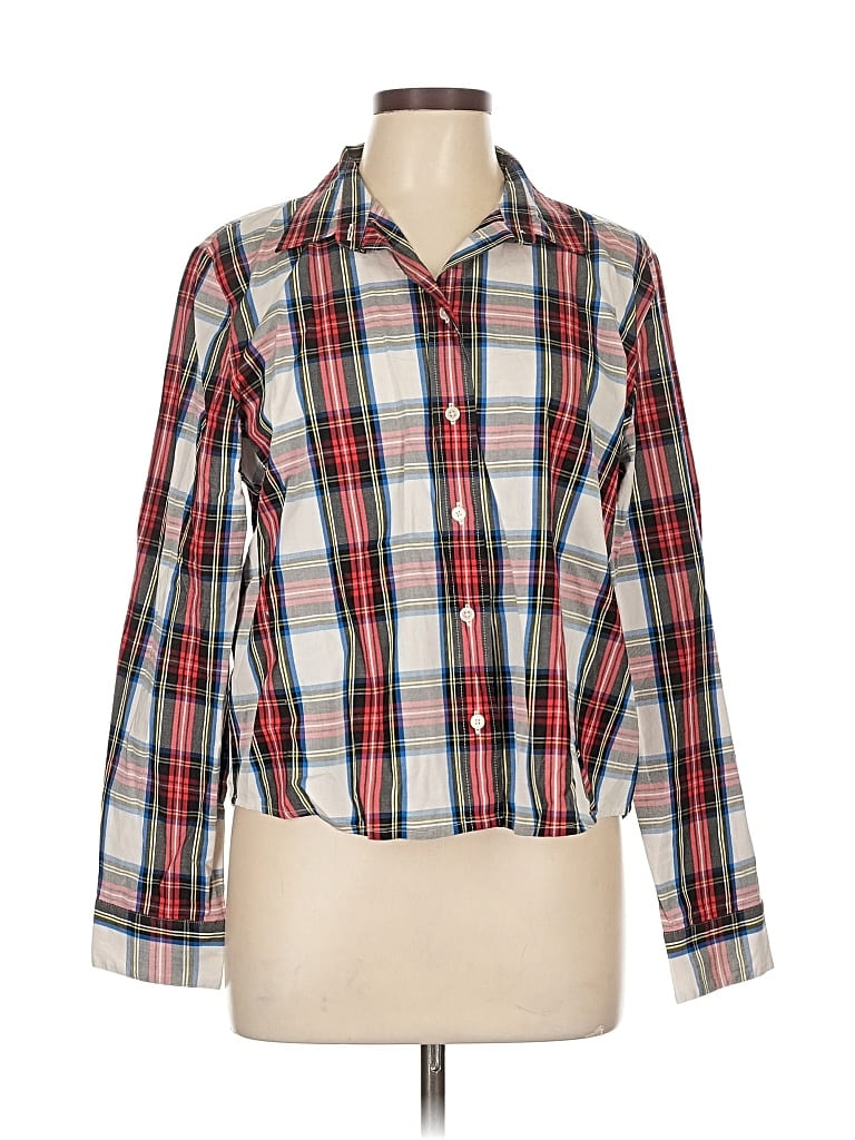 Pre-owned J.crew Factory Store Long Sleeve Button Down Shirt In Red