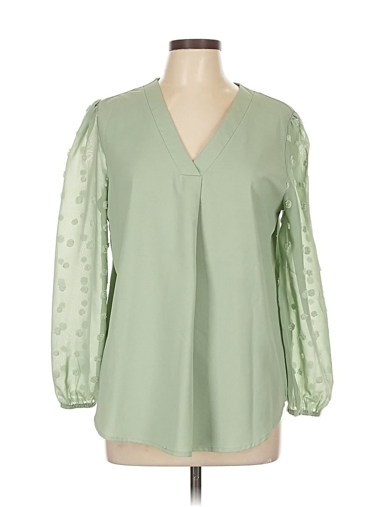 Pre-owned Unbranded 3/4 Sleeve Blouse In Green